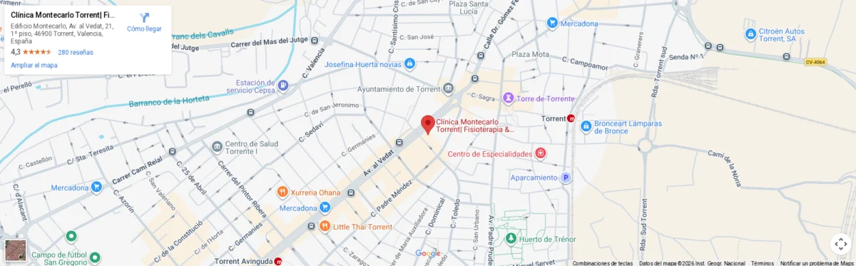 Ubicación en mapa de la Clínica Montecarlo en Torrent | Dr. Javier Blanco